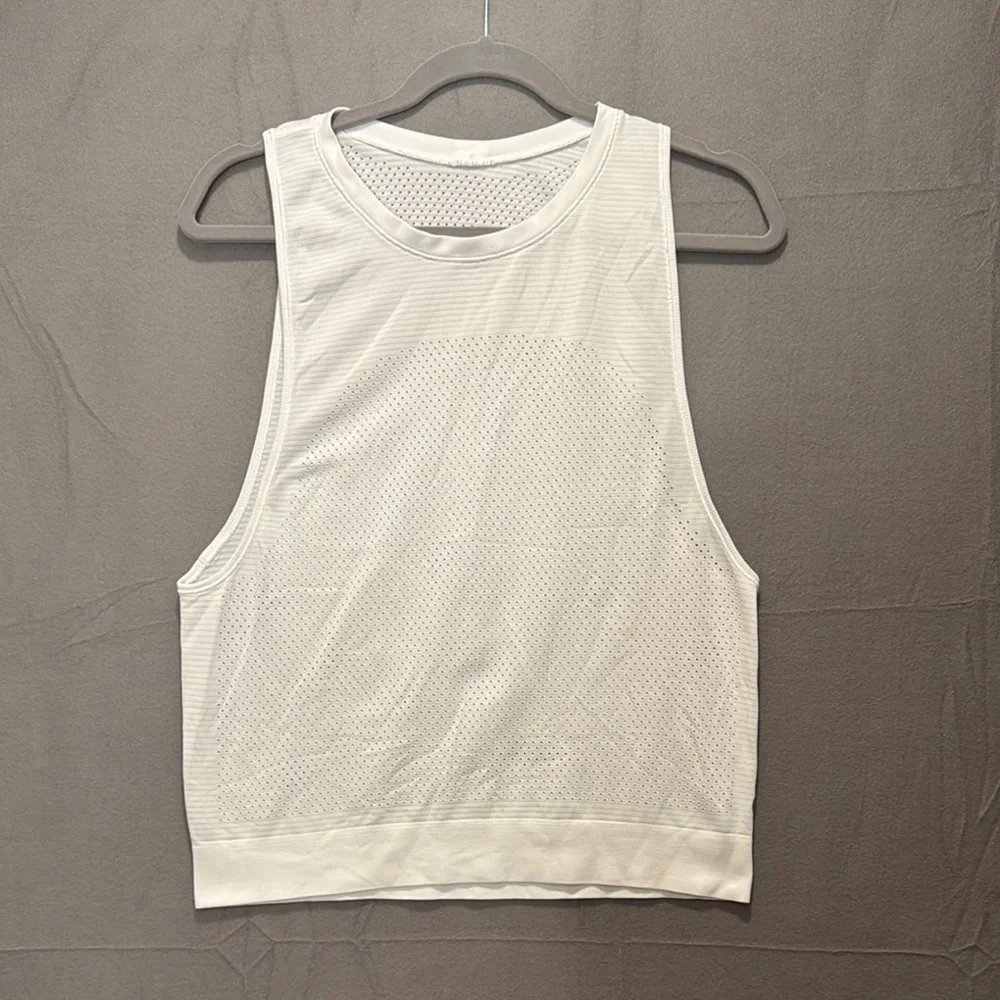 Lululemon Athletica White Sleeveless Crop Muscle Tee